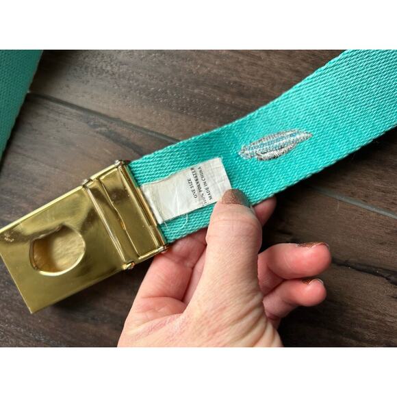 Pink Dolphin Duck Canvas Teal Colorful Embroidered Speed Boats Adjustable Belt - Picture 5 of 11